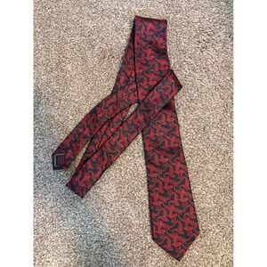 Christian Aujard Paris Necktie Mens OS Red Black Paisley Classic Silk Blend Tie